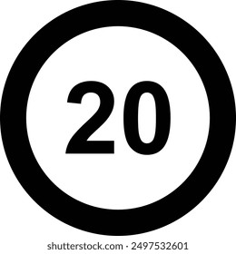 Señal de tráfico, Max Speed plano icono de Vector negro.