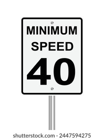 Traffic road sign minimum speed 40 on white background
