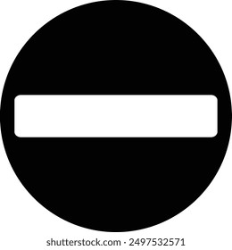 Verkehrsschild, kein Eintrag flach schwarz Vektorsymbol.