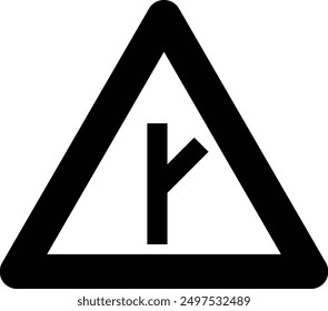 Traffic Road Sign, Sharp Intersection flat black vector icon.