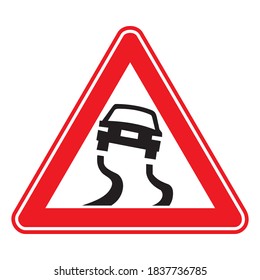 Traffic, road sign. slippery road
