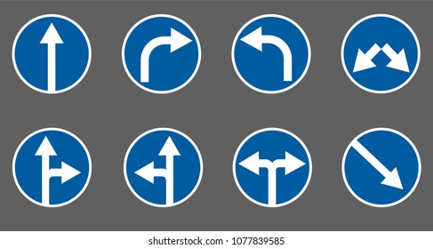 Traffic or road signs, isolated on grey background