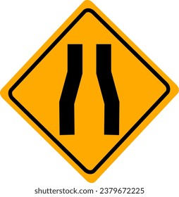 Traffic road signs left lane ends ahead. Replaceable vector design