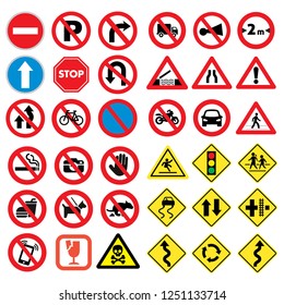 Traffic Road Signs Set Isolated Vector Stock Vector (Royalty Free ...