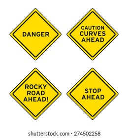 Traffic road warning sign vector set
