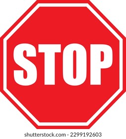Traffic rules warning stop symbol. Red Stop Sign logo isolated on white background
