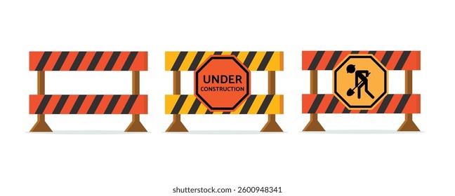 Traffic Safety Barriers with Caution Stripes Vector
