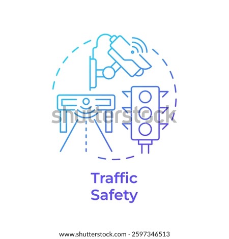 Traffic safety blue gradient concept icon. Vehicle flow regulation. Safe driving with modern road technologies. Round shape line illustration. Abstract idea. Graphic design. Easy to use in brochure