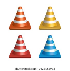 Traffic safety cone set. vector illustration