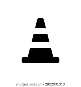 Traffic Safety Cone Solid Icon for Road Construction Warning and Traffic Management