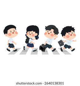 Traffic safety for school students Concept cartoon