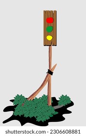 Traffic sign ancient style traditional nature symbol full of grass