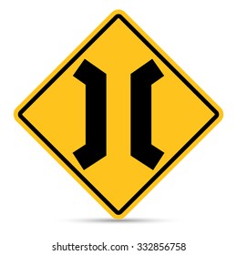 Traffic Sign, Approaching narrow bridge sign on white background, Vector EPS10