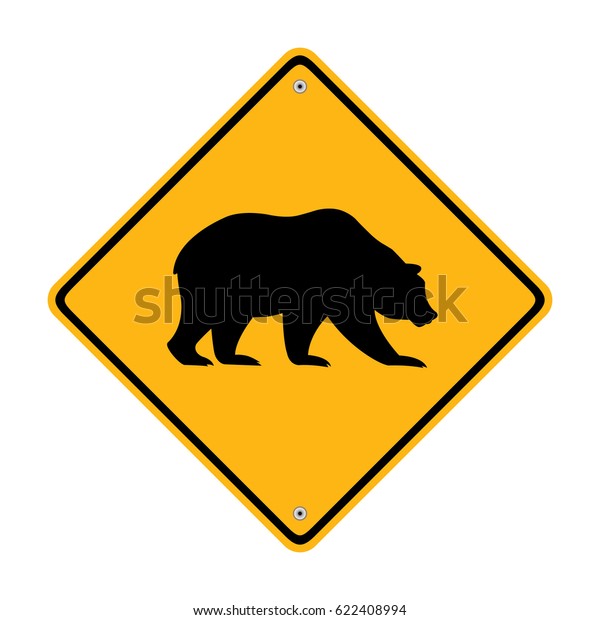 Traffic Sign Bear Crossing Stock Vector (Royalty Free) 622408994 ...