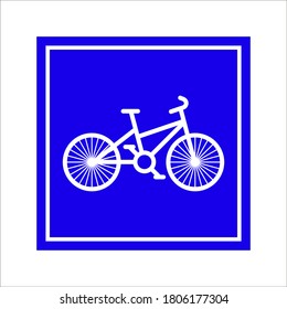 Traffic sign with bicycle symbol color editable on white background