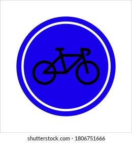 Traffic sign with bicycle symbol color editable on white background