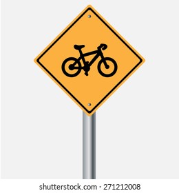 Traffic sign . bicycle warning  sign