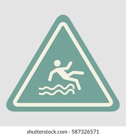 Traffic sign Caution danger of falling into the water