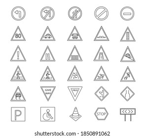 Traffic sign caution and follow.