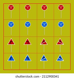 Traffic sign collection icon set. Flat illustration of traffic sign collection vector icons for web