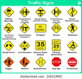 Traffic sign collection - warning road signs