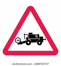 Traffic sign combine harvester in this area road , Attention, increased movement of harvesters, vector icon