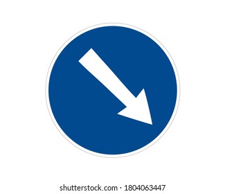 Señal de tráfico, dirección de desplazamiento comandada, icono de vector