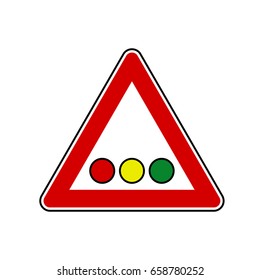 Traffic sign confrontation on traffic lights. Vector illustration.