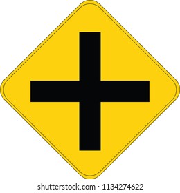 Traffic Sign Crossroad Yellow Stock Vector (Royalty Free) 1134274622 ...