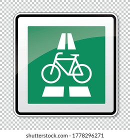 traffic sign Cycle expressway. German sign for express bicycles on this way on checked transparent background. Vector illustration. Eps 10 vector file.