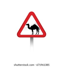Traffic sign danger camel