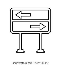 Tráfico, signo, icono de la línea de dirección. vector de contorno.