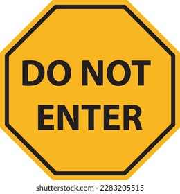 Traffic sign do not enter yellow color flat icon