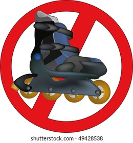 Traffic sign driving  Interdiction of driving for the roller skates