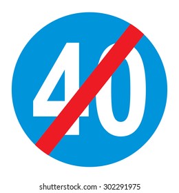 Traffic sign: end of minimum speed of 40 kilometers per hour.