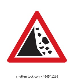 Traffic sign falling rocks or debris. Vector illustration.