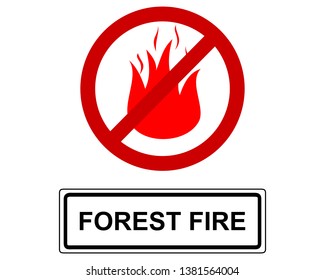 Traffic sign Forest Fire on white