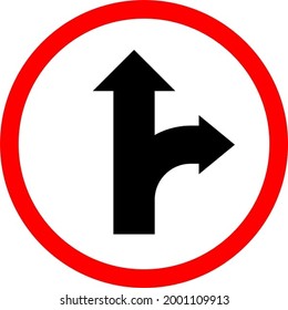 Traffic Sign, Go Straight On Return Right Sign