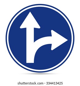 Traffic Sign, Go straight on return right sign on white background, Vector EPS10