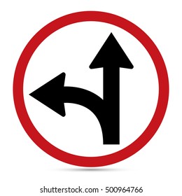 Traffic Sign, Go straight on return left sign on white background, Vector EPS10