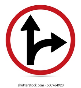 Traffic Sign, Go straight on return right sign on white background, Vector EPS10