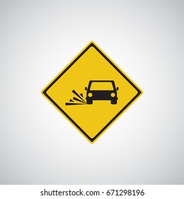 Traffic sign. Gravel on road vector illustration