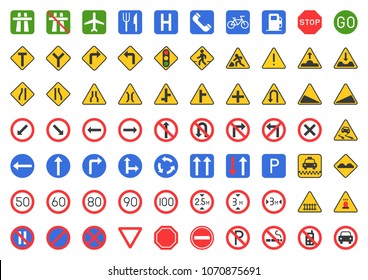 Traffic sign icon, flat design vector