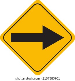 Traffic Sign Icon Flat Style Highway road warning symbol, arrow vector illustration isolated transparent background
