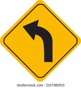 Traffic Sign Icon Flat Style Highway road warning symbol, arrow vector illustration isolated transparent background