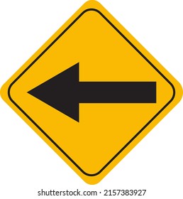 Traffic Sign Icon Flat Style Highway road warning symbol, arrow vector illustration isolated transparent background