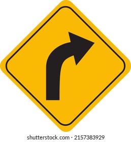 Traffic Sign Icon Flat Style Highway road warning symbol, arrow vector illustration isolated transparent background