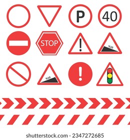 Traffic Sign Icon Set Vector Design.