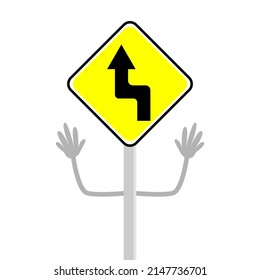traffic sign icon type warning icon there is a double sharp bend illustrator