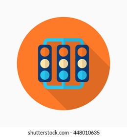 Traffic sign  icon, Vector flat long shadow design. Racing concept.